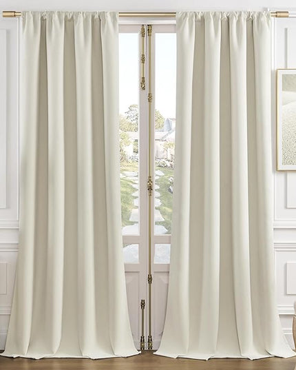 Joydeco White Velvet Curtains 108 Inches 2 Panels,Luxury Thermal Insulated Soft White Curtains for Bedroom & Living Room, Room Darkening Velvet Drapes, Rod Pocket (52W x 108L)