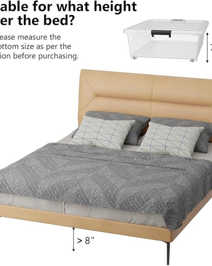 50 Quart Multipurpose Under Bed Storage Container Bins with Secure Latch Lid & Wheels, Underbed Storage Organizer Box, 3-Pack, Clear