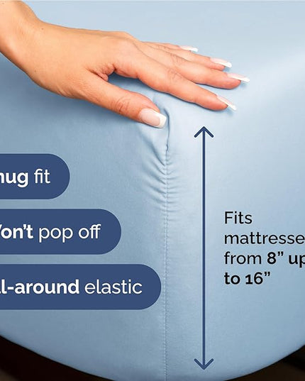 Twin XL Size 3 Piece Sheet Set - Comfy Breathable & Cooling Bed Sheets Set - Hotel Luxury Bedding for Women, Men, Kids, Teens, Boys & Girls - Deep Pockets, Soft, Wrinkle Free - Oeko-Tex - Light Blue