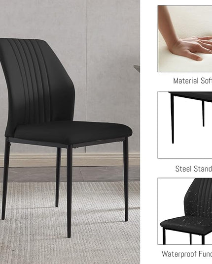 ZckyCine 46.5" Modern 5-Piece Kitchen Table Set Rectangular Wood Dining Table with 4 Upholstered Leather Chairs