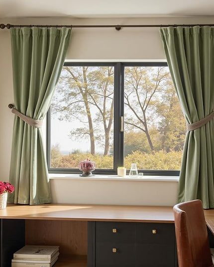 Lazzzy Velvet Blackout Curtains Thermal Insulated Room Window Drapes Super Soft Luxury Curtains for Living Room Bedroom Rod Pocket 2 Panels, Olive Sage, 52" W x 72" L