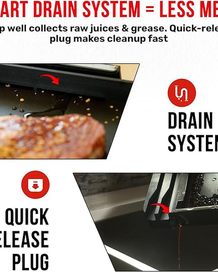 Grillbot FlipTray Dual-Sided Grilling Prep and Serving Tray - Raw/Cooked Food Separation, BBQ Grill Carry System Tray, Built-in Stainless Tools, BPA-Free, Dishwasher Safe, Tray for Outdoor Grill