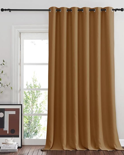 NICETOWN Gold Brown Blackout Curtains for Bedroom 95 Inch Length - Thermal Insulated Room Darkening Privacy Grommet Window Drapes for Boys Room, Set of 1 Panel, 80 x 95 Inch