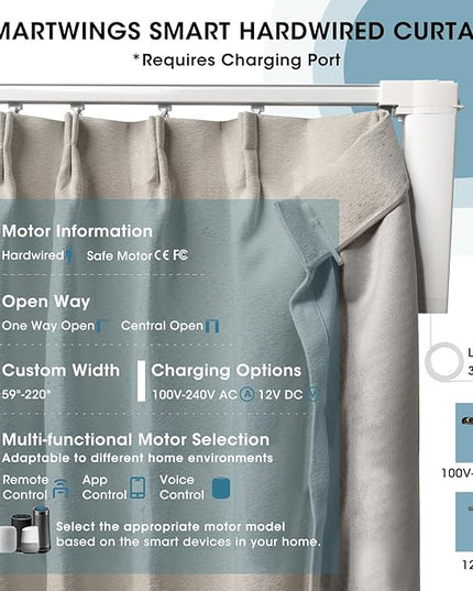 SmartWings Automatic Curtain Opener with Drapery, Motorized Vertical Blinds with Remote, Electric Closet Doors Sliding Panels Compatible with Alexa Google Homekit, 90% Blackout Milky Coffee
