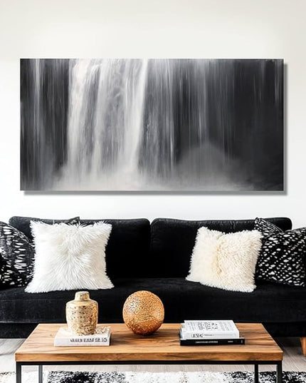 Black Wall Art White Wall Decor Waterfall Wall Pictures Abstract Wall Art Room Decor Canvas Poster Photos for Bedroom Living Room 24"x48"