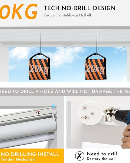 Persilux Smart Motorized Blinds with Remote, No Drill Automatic Roller Shades for Indoor Windows, Blackout Linen Fabric, Electric Blinds for Windows, Weave Swan C162BO-1, Custom Size