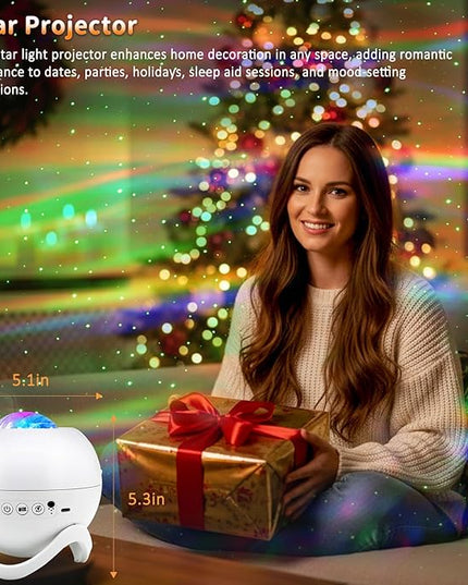 Star Projector Galaxy Projector for Bedroom, White Noise Bluetooth Speaker Northern Lights Projector, Suitable Gaming, Home Theater, Adult, Christmas Mood Night Light