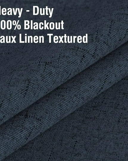 H.VERSAILTEX Linen Blackout Curtains 54 Inches Long 100% Absolutely Blackout Thermal Insulated Textured Linen Look Curtain Draperies Anti-Rust Grommet, Energy Saving with White Liner, 2 Panels, Navy