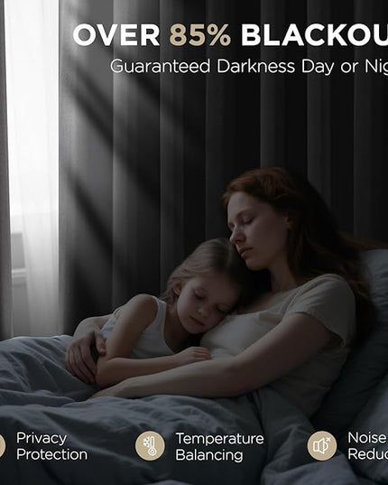 Joydeco Blackout Curtains 72 Inch Length, Grey 52 ×72 Curtains for Bedroom, Thermal Insulated Long Curtains & Drapes 2 Burg, Room Darkening Grommet Drapes for Living Room Window, 2 Panels Set