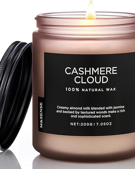 M&SENSE Creamy Almond Milk Scented Candles, Organic Natural Soy Wax Clean Non Toixc 7.05oz 50 Hour Slow Burning Candle for Bedroom Kitchen Home Decor, Housewarming Gifts for Women Men