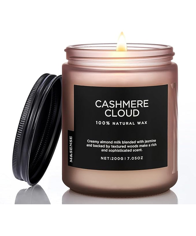 M&SENSE Creamy Almond Milk Scented Candles, Organic Natural Soy Wax Clean Non Toixc 7.05oz 50 Hour Slow Burning Candle for Bedroom Kitchen Home Decor, Housewarming Gifts for Women Men