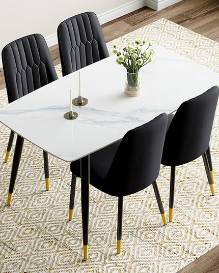50'' Dining Table Set for 4, Dining Room Sets for 4, Sintered Stone Dining Table Chairs Set of 4, Easy to Assemble，Suitable for Small Spaces