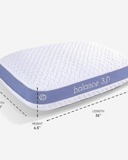 Bedgear Balance Performance Pillow – 3.0 - Moisture Wicking Bed Pillow for All Sleep Positions - Medium Firmness Bed Pillow - Washable Removable Cover – 20" W x 26" L x 6.5" H