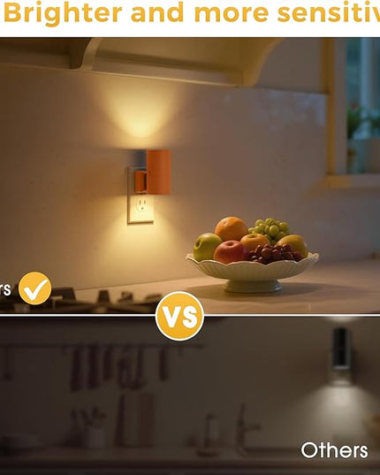 L LOHAS LED Night Light, Modern Night Lights Plug into Wall, 2 Pack Dusk to Dawn Sensor Nightlights, 3000K 0-100LM Adjustable Brightness, Dimmable Night Lights for Hallway Bedroom Stairway