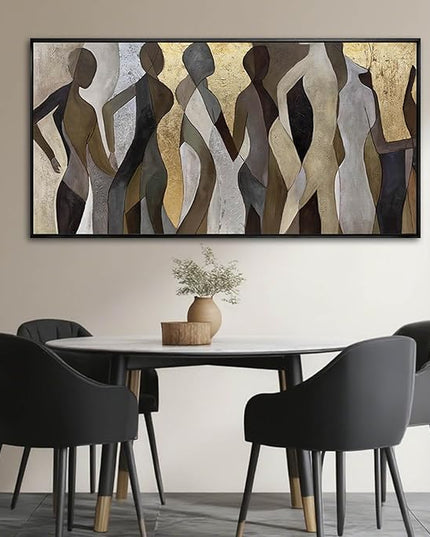 Artexist Figure Wood Wall Decor Neutral Wall Art Modern Poster Printing 24"x48" Picture for Bedroom Hanging Art for Dining Room Area