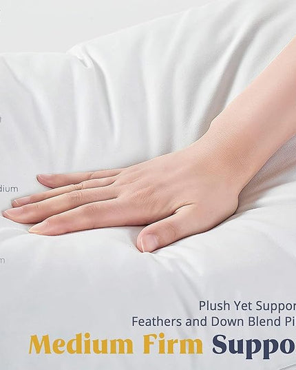 puredown® Goose Feathers and Down White Pillows with 100% Soft Cotton Cover, Bed Sleeping Hotel Collection Pillows Set of 2 Queen Size