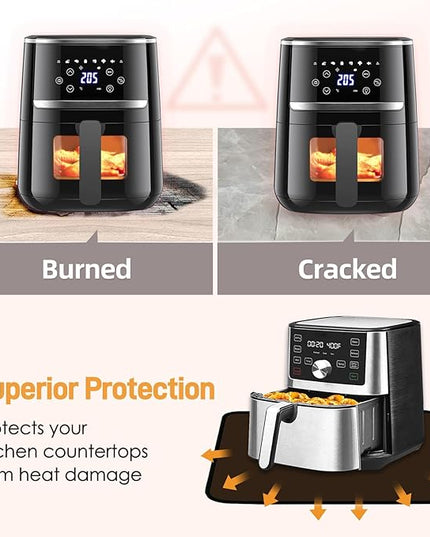 Heat Resistant Mats for Countertop - Fireproof 16x24 in Heat Resistant Mats for Air Fryer - Kitchen Countertop Protector Hot Pad for Air Fryer, Coffee Maker, Stand Mixer, Oven Brown - 2PCS