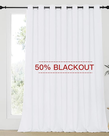 NICETOWN Sliding Door Curtain Extra Wide and Long, Thermal Insulated Large Curtain for Windows Energy Saving Patio Door Panel for Villa/Hall, White, 100 inch Wide x 120 inch Long, 1 Panel