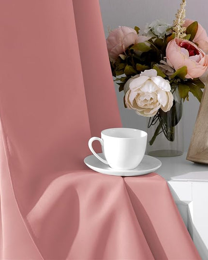 HOMEIDEAS Coral Blackout Curtains for Bedroom 52 X 96 Inch Length 2 Panels Set Room Darkening Bedroom Curtains, Soundproof Thermal Grommet Window Curtains for Living Room for Christmas