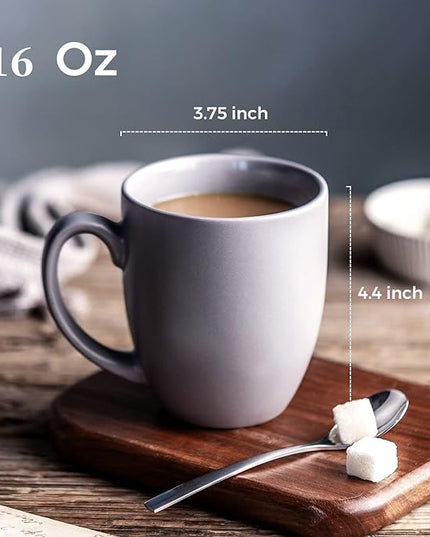 AmorArc 16oz Coffee Mugs Set of 6, Large Ceramic Coffee Mugs for Man, Woman, Dad, Mom, Modern Coffee Mugs Set with handle for Tea/Latte/Cappuccino/Cocoa. Dishwasher&Microwave Safe, Multi-Color