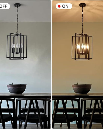Black Modern Farmhouse Chandelier for Dining Room, 5-Light Pendant Lights Fixtures for Kitchen Island, Foyer Lighting Fixtures High Ceiling for Entryway Hallway Living Room Bedroom