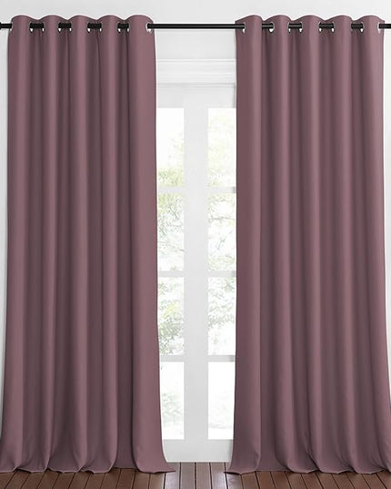 NICETOWN Patio Blackout Curtain Panels - Extra Wide Sliding Door Thermal Insulated Drape, Privacy Room Divider Curtain for Bedroom Office (Dry Rose, 66 x 118 Inch Long)