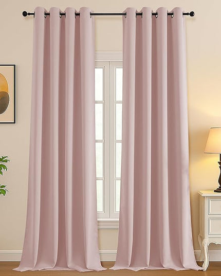 Simplebrand Blush Extra Long 10ft Curtains for Patio 120 Inches Long 2 Panels Set, Room Darkening Light Blocking Solid Thermal Insulated Energy Saving Grommet Noise Reducing Curtains, 50 Wx120 L