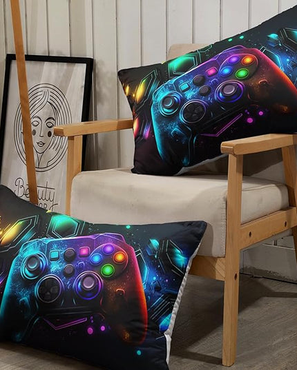 AILONEN Gamepad Fitted Sheet for Kids Girls Twin Size, Beautiful Gamer Bed Sheet Set,3D Colorful Game Handle Theme Bed Sheet Sets,1 Fitted Sheet and 2 Pillowcases,3 PCS,All Season Use
