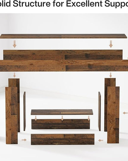 Tribesigns 63" Console Table, Farmhouse 2-Tier Entryway Table with U-Shaped Base, Narrow Long Wood Sofa Table Behind Couch Table for Living Room, Hallway, Foyer, Mix Brown