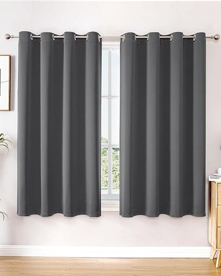 ChrisDowa Blackout Curtains 54 inches Long for Bedroom - 2 Panels Set Grommet Thermal Insulated Room Darkening Curtains for Living Room (Grey, 52 x 54 Inch)