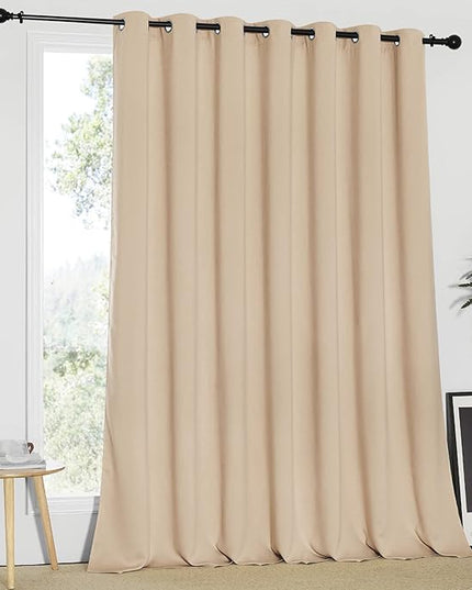NICETOWN Sliding Door Room Divider Curtain, Blackout Patio Door Curtain Panels, Privacy Thermal Window Treatment Drape for Department with (Biscotti Beige, W100 x L95)