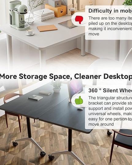 Conference Table, Folding Conference Room Tables, Modern Flip Top Seminar Training Meeting Table with Wheels, Modular Foldable Conference Tables for Home Office Classr (Gray 6 Pack 55.1inch)