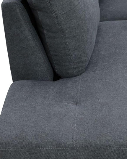 Dark Grey 3 Piece Sectional Sofa Set L Shaped Flannel Couch with Storage Ottoman Modern Upholstered Sofa for Living Room Office