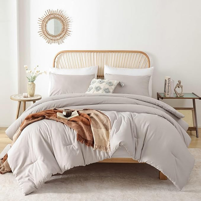 ROSGONIA California King Comforter Set Linen Grey, 3pcs (1 Boho Gray Cal King Comforter & 2 Pillowcases), All Season Soft Bedding Blanket Quilts