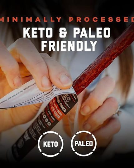ICON Meats Elk and Pork Snack Sticks, Original, 24 Pack of High Protein Snacks, Sugar Free, Natural Jerky Meat Sticks, Gluten Free, USDA Inspected, Made in the USA, Gifts or Stocking Stuffers