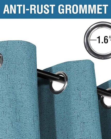 H.VERSAILTEX 100% Blackout Curtains for Bedroom 108 Inches Long Grommet Linen Face Full Light Blocking Curtain Drapes for Living Room Thermal Insulated Linen Look Curtains 2 Panels Set, Teal Blue