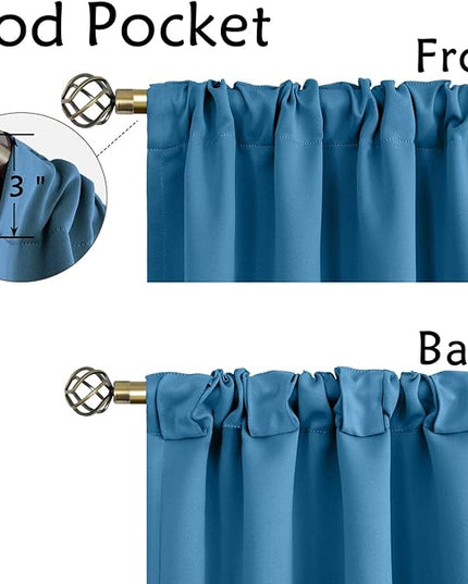 BGment Window Curtains for Bedroom - 54 Inch Rod Pocket and Back Tab Thermal Insulated Room Darkening Curtains for Living Room, 2 Curtain Panels (38 x 54 Inch, Steel Blue)