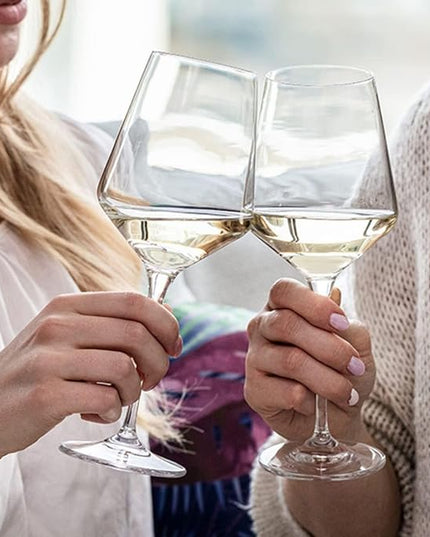 Krosno Large White Wine Glass | Set of 4 | 13.2 oz | Avant-garde Collection | Perfect for Home, Restaurants and Parties | Dishwasher Safe | Lead-Free Crystal Glass