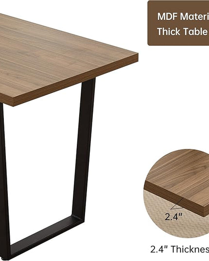42.9 Modern Dining Kitchen Table for 4, Space-Saving Rectangular Design with Metal Legs, Suitable for Dining Room Kitchen Restaurant (Walnut Table)