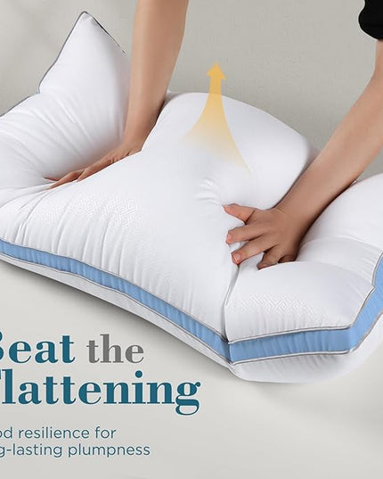 viewstar Bed Pillows, Down Alternative Hotel Pillows for Side, Back, or Stomach Sleepers, Plush, Blue, Standard