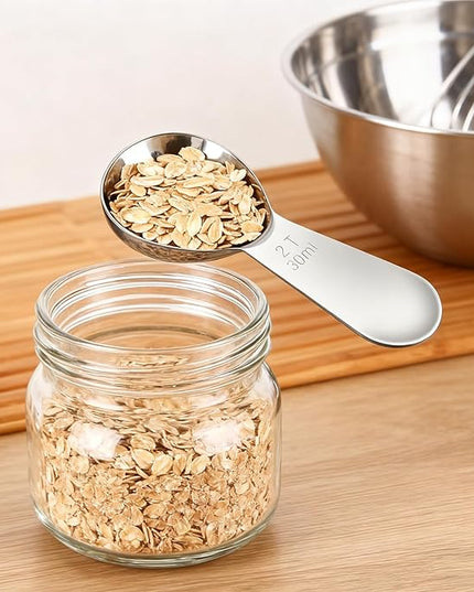 2pcs Tablespoon Coffee Scoop, Coffee Scoop Set, 15ml 30ml Tbsp Coffee Bean Measuring Spoon Stainless Steel Table Spoon Scoop with Short Handle Suitable for Tea Ground Sugar Flour