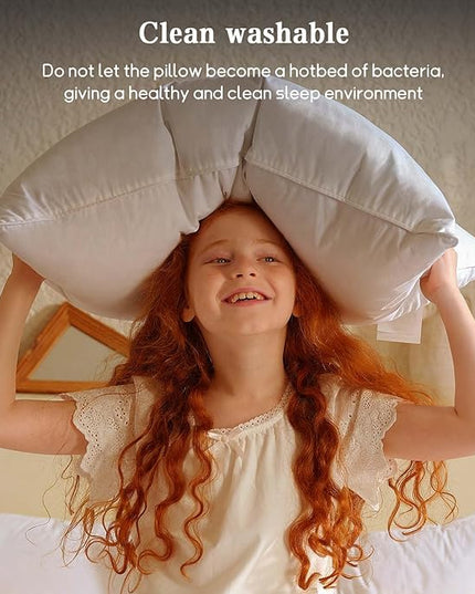 BHZ Goose Down Feather Pillows Queen Size Set of 4, Luxury Hotel Alternative Collection Bed Pillows for Sleeping Firm Soft Support for Side & Back Sleepers, White