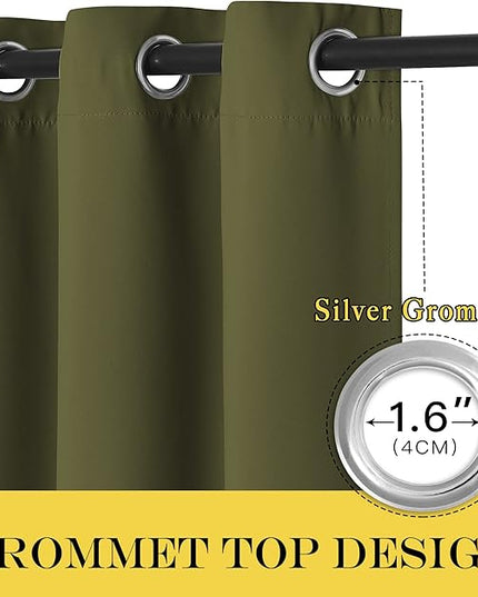 NICETOWN Blackout Doorway Curtain Drape 78 inch Long - Grommet Noise Reducing Thermal Insulated Solid Modern Window Treatments for Bedroom Closet (1 Panel, 52 x 78 Inch, Olive Green)