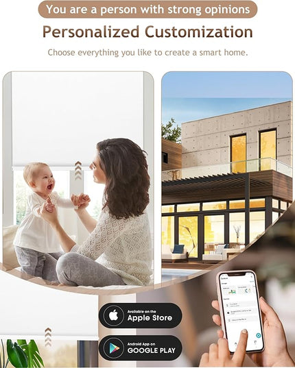 Kincmo Motorized Blinds with Remote,100% Blackout Motorized Roller Shades Work with Apple Homekit,Alexa,Google, Custom Electric Blinds with App,Voice Control (Pure White)