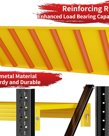 5000LBS Heavy Duty Garage Shelving 59" W Garage Storage Shelves 4-Tier Metal Adjustable Shelf Unit Storage Rack for Basement Supermarket Warehouse 59" W x 24" D x 78" H Yellow