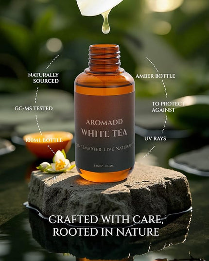 Aromadd White Tea Diffuser Oil Inspired by Luxury Hotel Scent, Essential Oils for Waterless Diffuser, White Tea & Bergamot, Long-Lasting & Natural Home Fragrance - 3.38 fl oz (100 mL)
