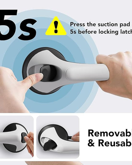 2 Pack 16 Inch Grab Bars for Bathtubs and Showers for Seniors, Heavy Duty Shower Handle for Elderly, Suction Cup Removable Handrails Handicap Bath Grip Bathroom Safety Grips (Black and White