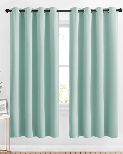 NICETOWN Blackout Curtain Panels 72 - Window Treatment Energy Saving Thermal Insulated Solid Grommet Blackout Drapes for Living Room (1 Pair, 52 by 72 inches, Aqua Blue)