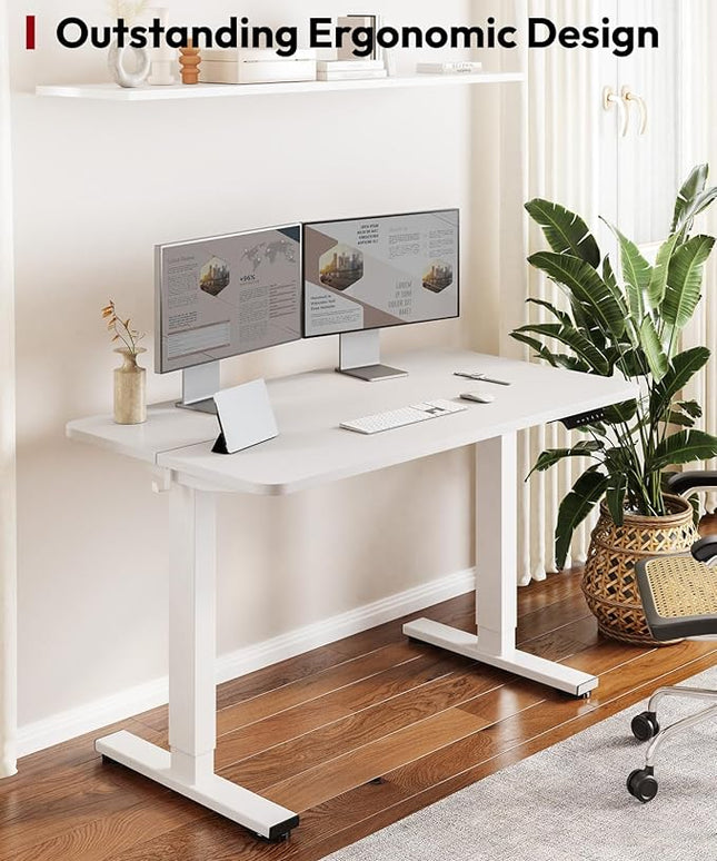 SANODESK Standing Desk Height Adjustable Electric Stand up Desk 40x24 Inches Sit Stand Home Office with Splice Board, White Frame/White Top