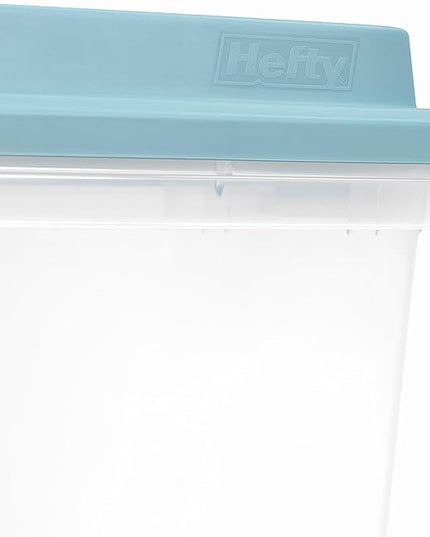 Hefty HI-RISE 32 Qt Stackable Storage Bins with Lids – 6 Pack Clear Plastic Under Bed Storage Containers, Shoe Organizer Boxes with XL Lid-Locking Latches, Comfort-Grip Handles, Durable Double Rim